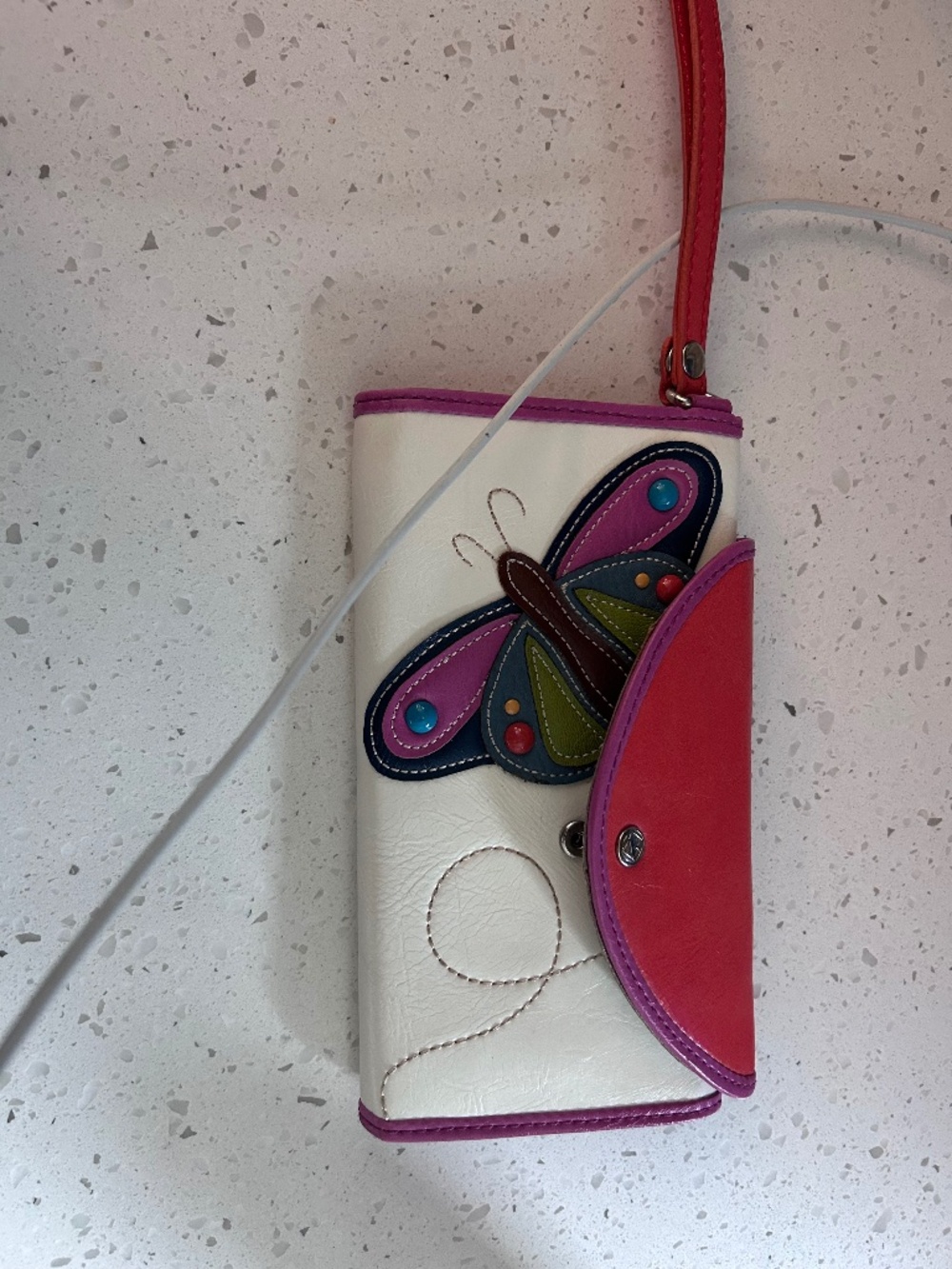 Vintage Relic Butterfly Multi Color Fold Leather Wallet